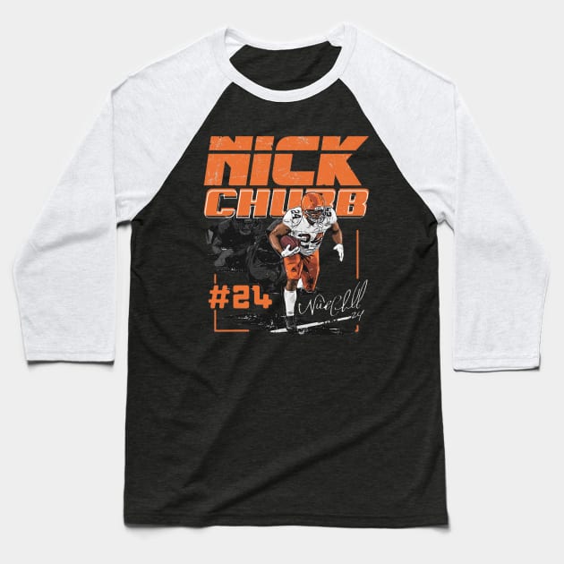 Nick Chubb Cleveland Touchdown Baseball T-Shirt by MASTER_SHAOLIN